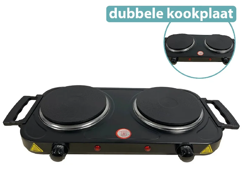 Afbeelding van Deski dubbele kookplaat - 2x 1000 watt